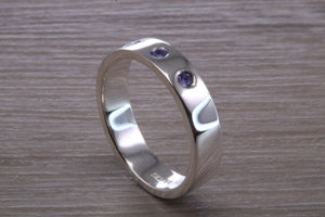 Three Round cut Tanzanite set Chunky Band