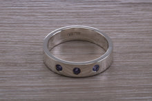 Load image into Gallery viewer, Three Round cut Tanzanite set Chunky Band