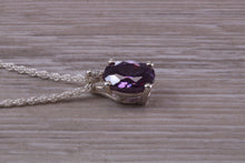 Load image into Gallery viewer, Amethyst C Z Necklace, Made From Solid Sterling Silver