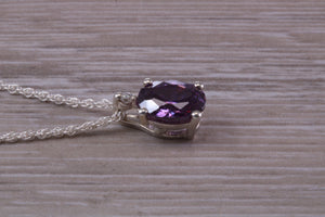 Amethyst C Z Necklace, Made From Solid Sterling Silver