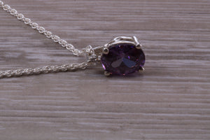 Amethyst C Z Necklace, Made From Solid Sterling Silver