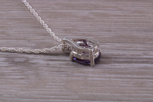 Amethyst C Z Necklace, Made From Solid Sterling Silver