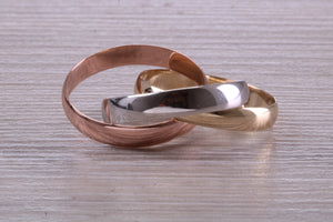 Gold Russian Wedding Band, 2.50 mm Wide, Three Colour Gold