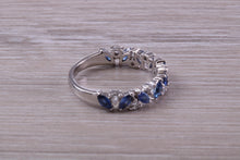 Load image into Gallery viewer, One carat Beautiful Marquise cut Sapphires and Round cut Diamond set White Gold Ring