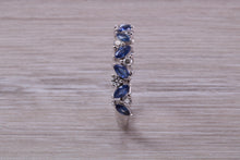 Load image into Gallery viewer, One carat Beautiful Marquise cut Sapphires and Round cut Diamond set White Gold Ring