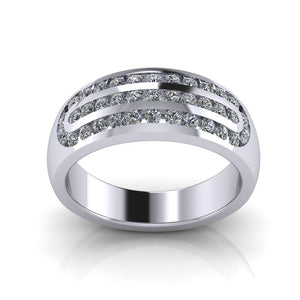 Chunky 7mm Wide Three Row Diamond set Ring