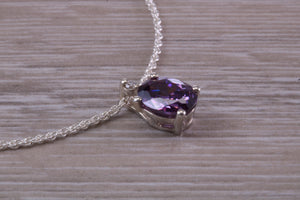 Amethyst C Z Necklace, Made From Solid Sterling Silver