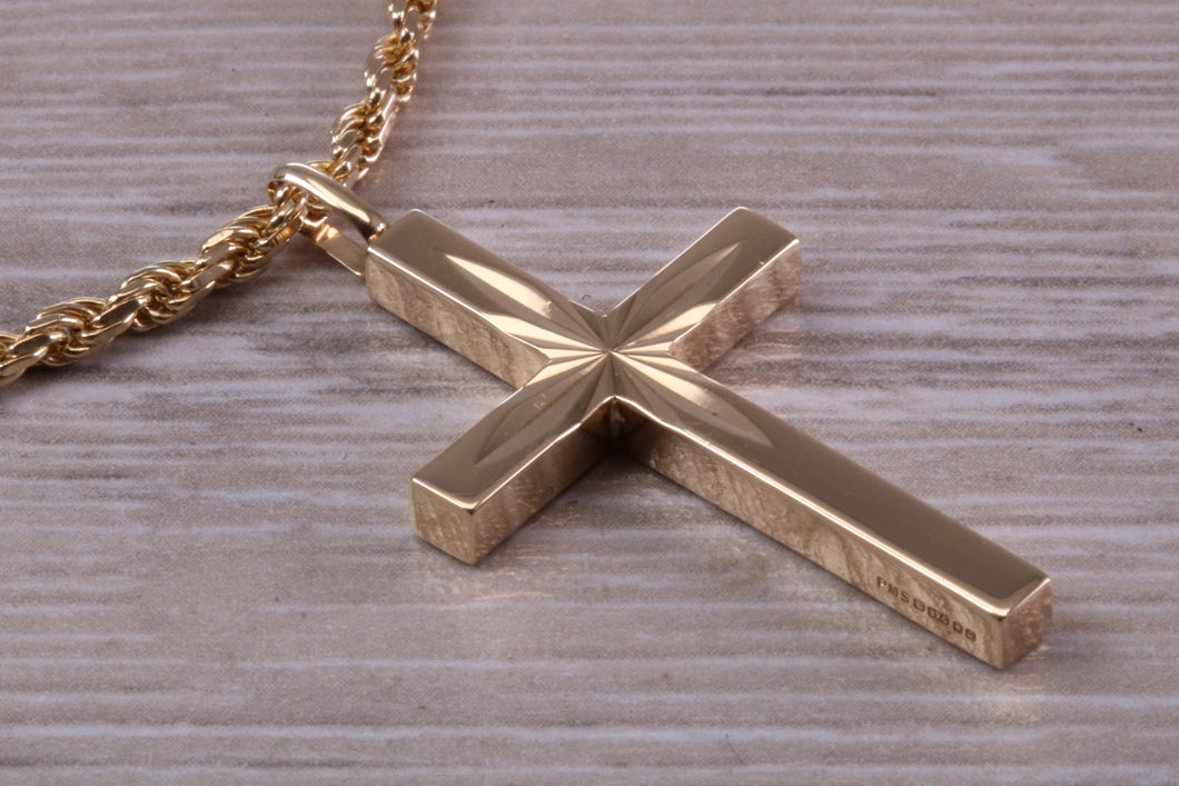 Yellow Gold Cross Necklace, Made from 9ct Gold