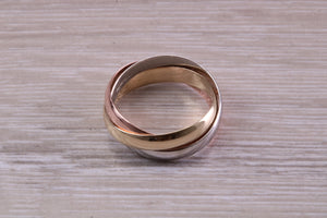 Gold Russian Wedding Band, 2.50 mm Wide, Three Colour Gold