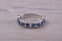 Load image into Gallery viewer, One carat Beautiful Marquise cut Sapphires and Round cut Diamond set White Gold Ring