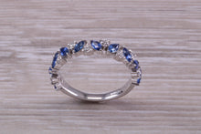 Load image into Gallery viewer, One carat Beautiful Marquise cut Sapphires and Round cut Diamond set White Gold Ring