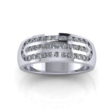 Load image into Gallery viewer, Chunky 7mm Wide Three Row Diamond set Ring