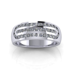 Chunky 7mm Wide Three Row Diamond set Ring