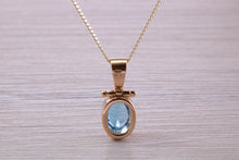 Load image into Gallery viewer, Beautiful Oval cut Swiss Blue Topaz set Yellow Gold Necklace