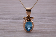 Load image into Gallery viewer, Beautiful Oval cut Swiss Blue Topaz set Yellow Gold Necklace