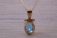 Load image into Gallery viewer, Beautiful Oval cut Swiss Blue Topaz set Yellow Gold Necklace