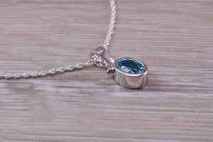 Swiss Blue Topaz Necklace Made From Solid Sterling Silver