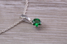 Load image into Gallery viewer, Green Emerald C Z Necklace. Made From Solid Sterling Silver