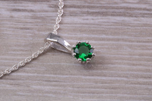 Green Emerald C Z Necklace. Made From Solid Sterling Silver