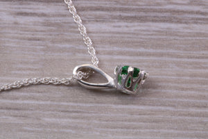 Green Emerald C Z Necklace. Made From Solid Sterling Silver