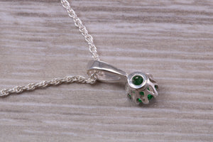 Green Emerald C Z Necklace. Made From Solid Sterling Silver