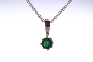 Green Emerald C Z Necklace. Made From Solid Sterling Silver