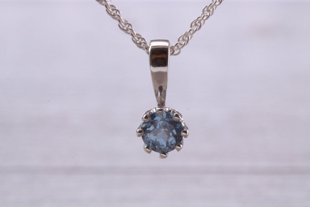 Aquamarine C Z Necklace. Made From Solid Sterling Silver