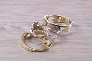 10 mm Wide Jigsaw Puzzle Ring, Solid Two Tone Gold