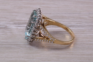 5 carat Emerald cut Aquamarine and Diamond Ring