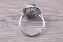 Load image into Gallery viewer, Large 5 carat Blue Topaz and Diamond Ring