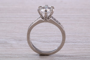 1.50 carat Platinum Mossainte Engagement Ring Complemented with Natural Diamonds