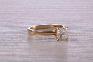 Classic One carat Princess cut Diamond Solitaire, Simple and Elegant Design