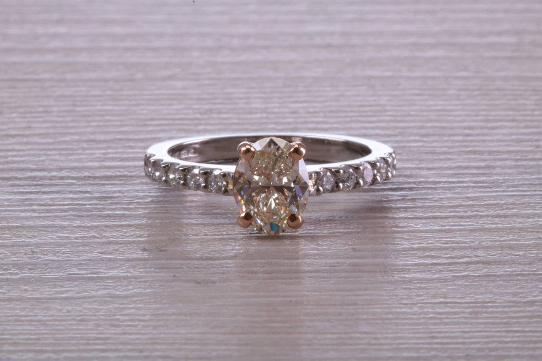 One and Quarter carat Oval cut Diamond Engagement Ring