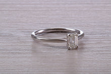 Load image into Gallery viewer, Half carat Emerald Cut Diamond set Solitaire