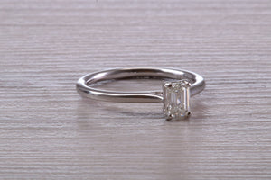 Half carat Emerald Cut Diamond set Solitaire