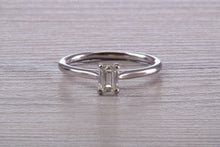 Load image into Gallery viewer, Half carat Emerald Cut Diamond set Solitaire