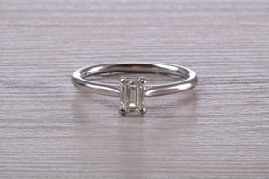 Half carat Emerald Cut Diamond set Solitaire