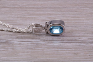Swiss Blue Topaz Necklace Made From Solid Sterling Silver