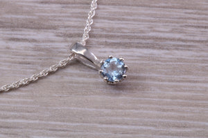 Aquamarine C Z Necklace. Made From Solid Sterling Silver