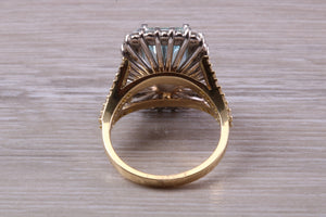 5 carat Emerald cut Aquamarine and Diamond Ring