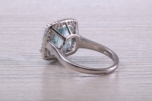Large 7 carat Aquamarine and Diamond Ring
