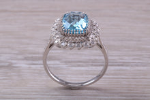 Load image into Gallery viewer, Large 5 carat Blue Topaz and Diamond Ring