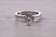 Load image into Gallery viewer, 1.50 carat Platinum Mossainte Engagement Ring Complemented with Natural Diamonds