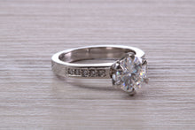 Load image into Gallery viewer, 1.50 carat Platinum Mossainte Engagement Ring Complemented with Natural Diamonds