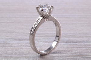 1.50 carat Platinum Mossainte Engagement Ring Complemented with Natural Diamonds