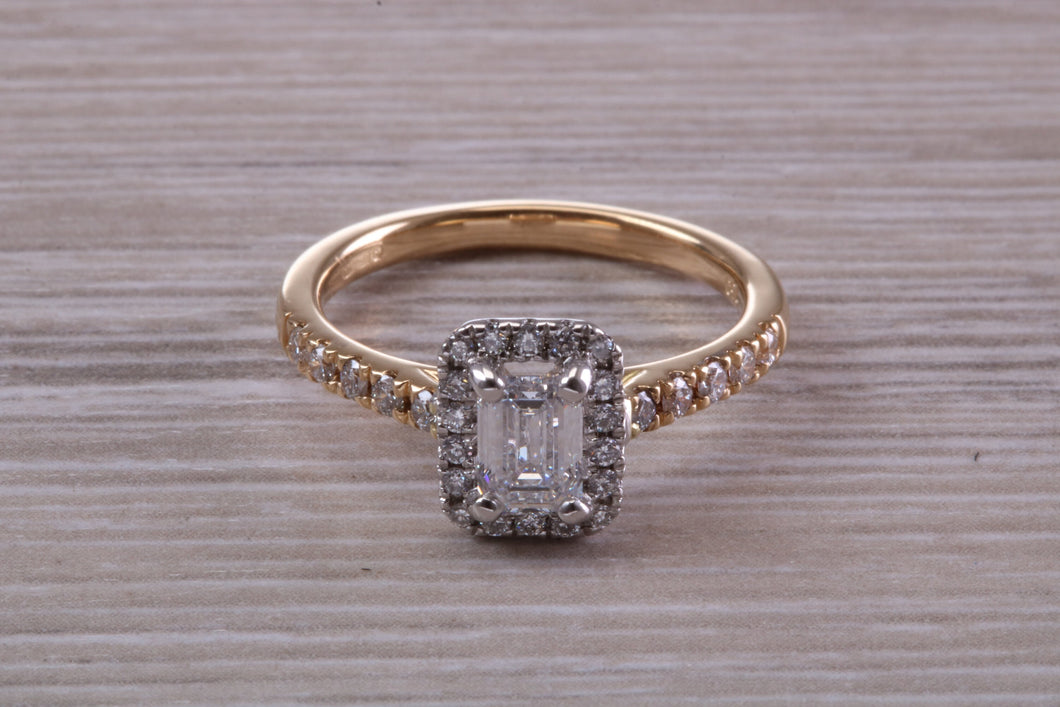 Halo set Emerald cut Certified Diamond Engagement Ring