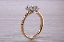 Load image into Gallery viewer, Halo set Emerald cut Certified Diamond Engagement Ring