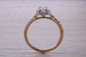 Halo set Emerald cut Certified Diamond Engagement Ring