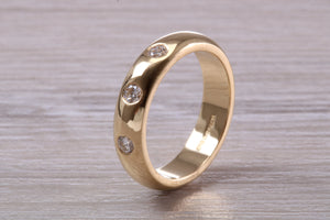 Chunky Trilogy Diamond Set Yellow Gold Band