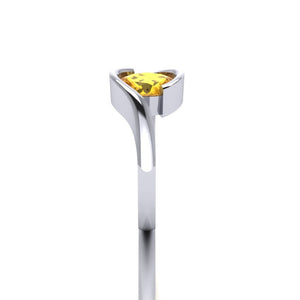 Two carat Natural Oval cut Yellow Sapphire Crossover Ring